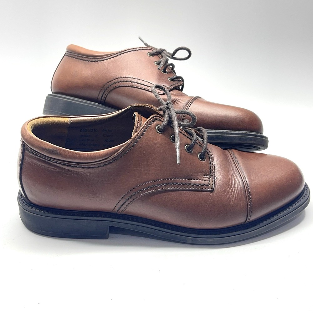 Dockers Dress Shoes Mens Gordon Oxford Brown Leather Cap‎ Toe Casual Size 9.5 W